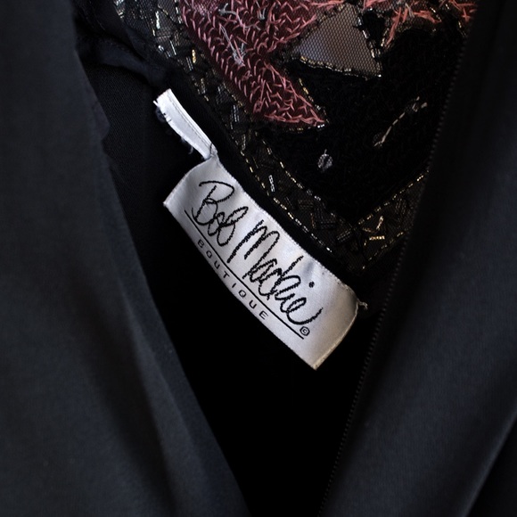 Bob Mackie Vintage 1980s Celestial Moon Stars Sequin Embellished Pink Black Gown - Picture 13 of 16